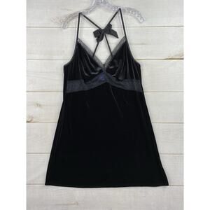 APT 9 Intimates Nightie Womens XXL Black Velvet Lace Bow Slip Dress Lingerie